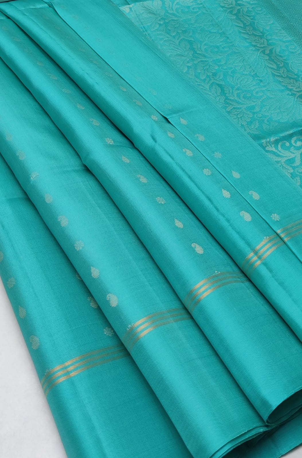 Sky blue - kanchipuram Borderless silk saree