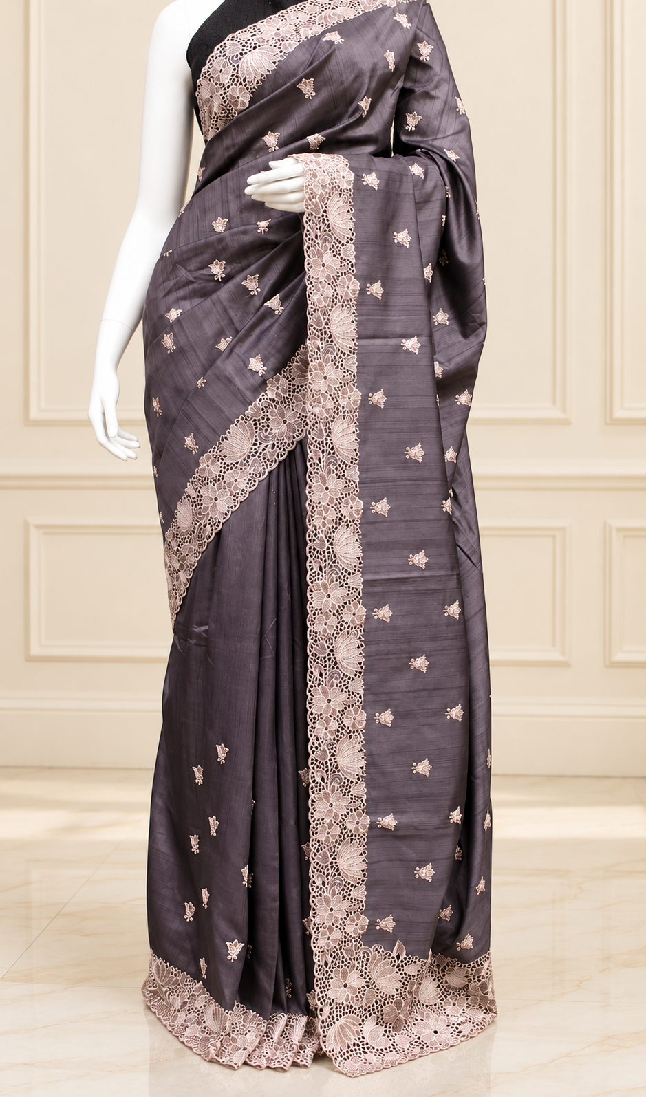 Soft Tussar floral cut