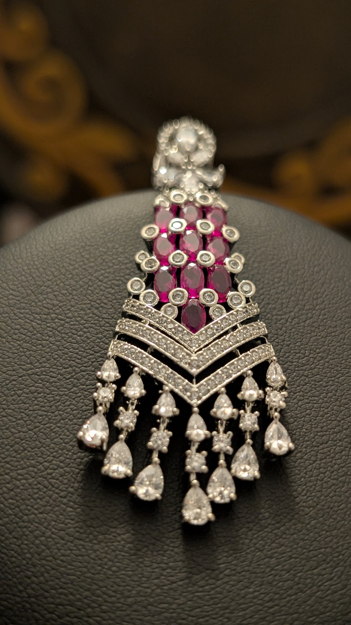 Gold party wear pink and white stone finished Jewelry in USA