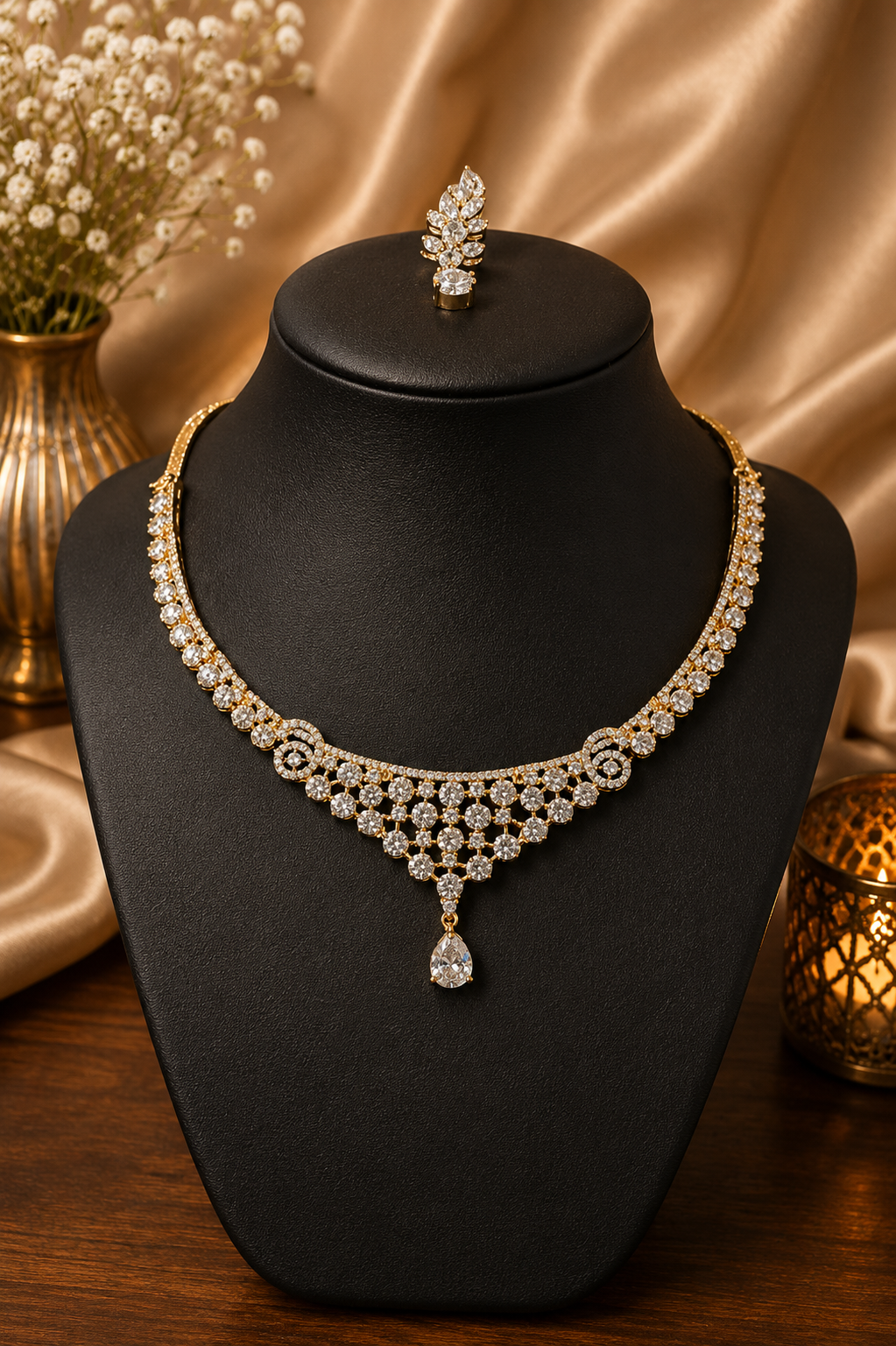 Exclusive gold stone jewelry for party