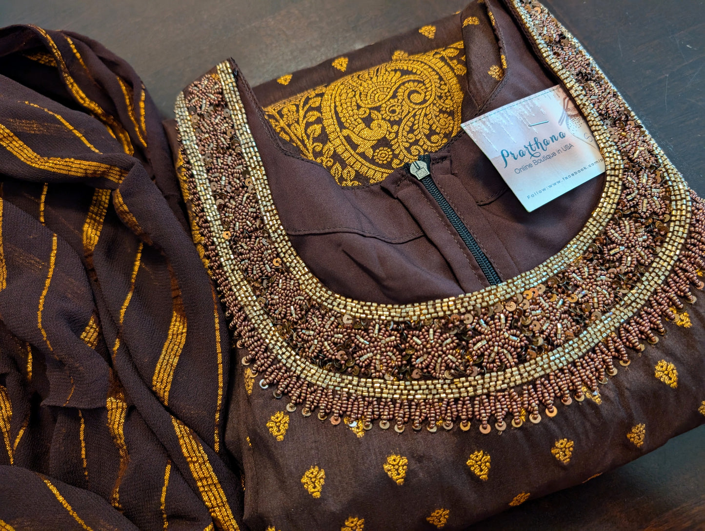 Coffee brown color churidar in USA.