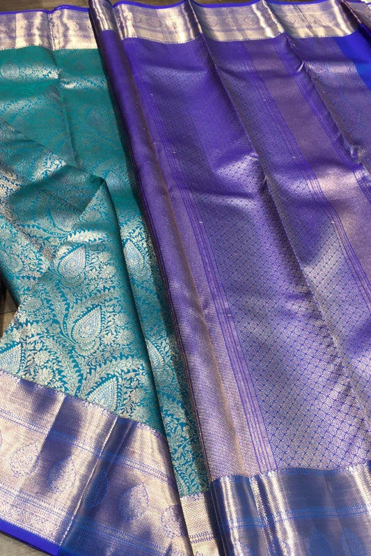 Purple and Turquoise Kanchipuram