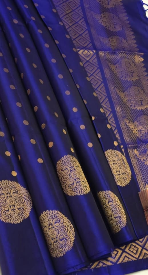 Blue Borderless kanchipuram
