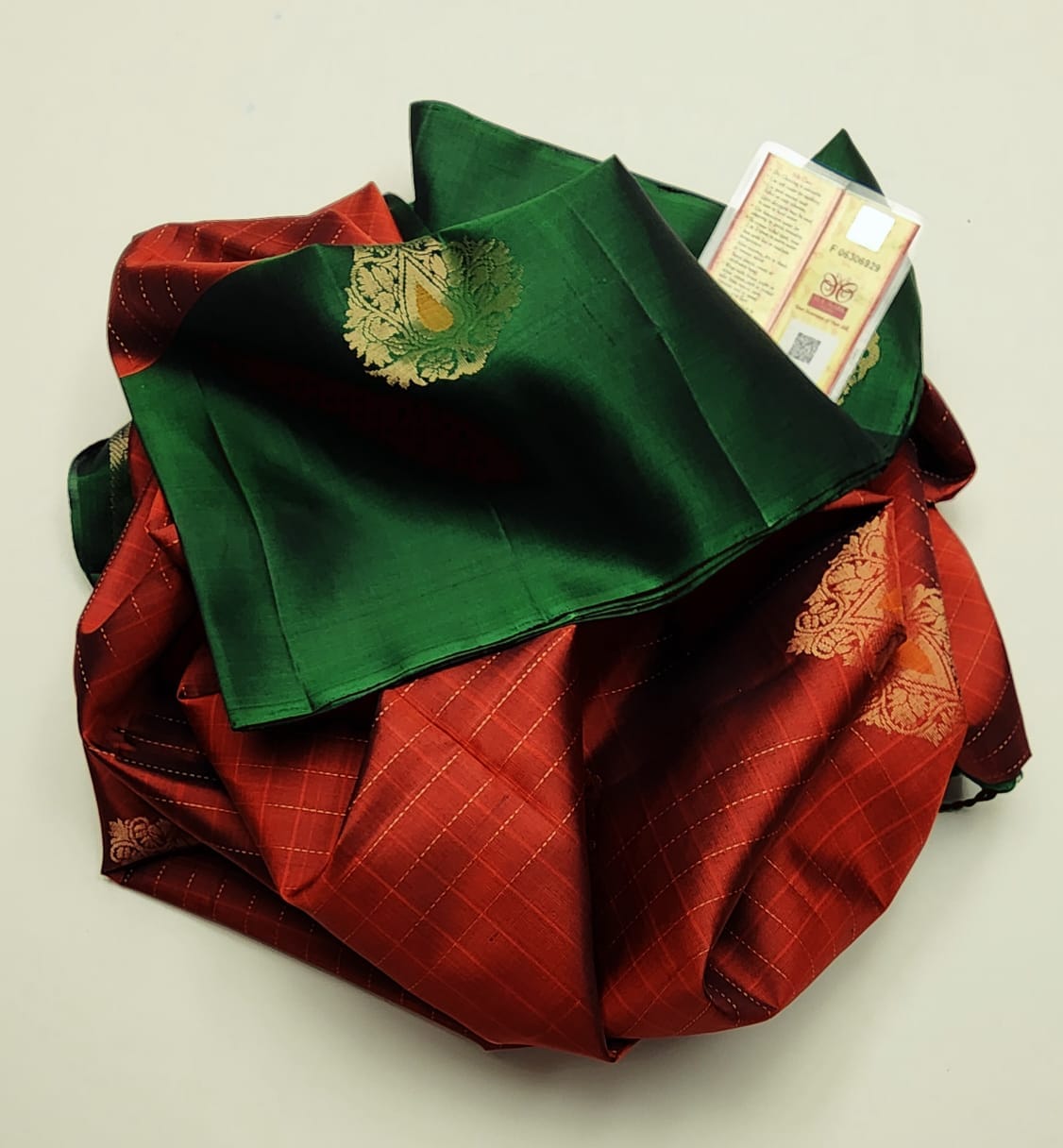 Red Kanchipuram with Green Border