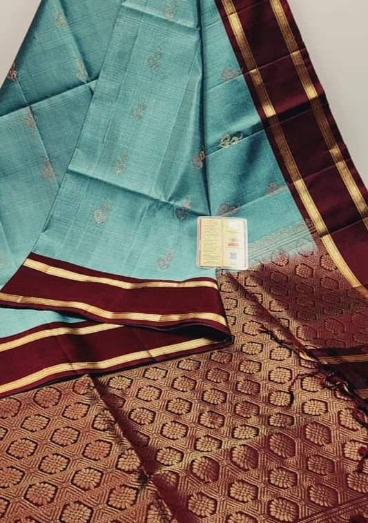 Turquoise Kanchipuram with Border