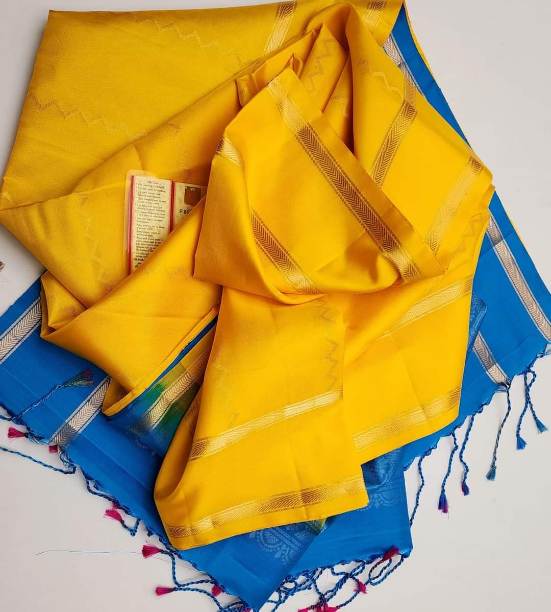 Yellow Kanchipuram with Blue Border