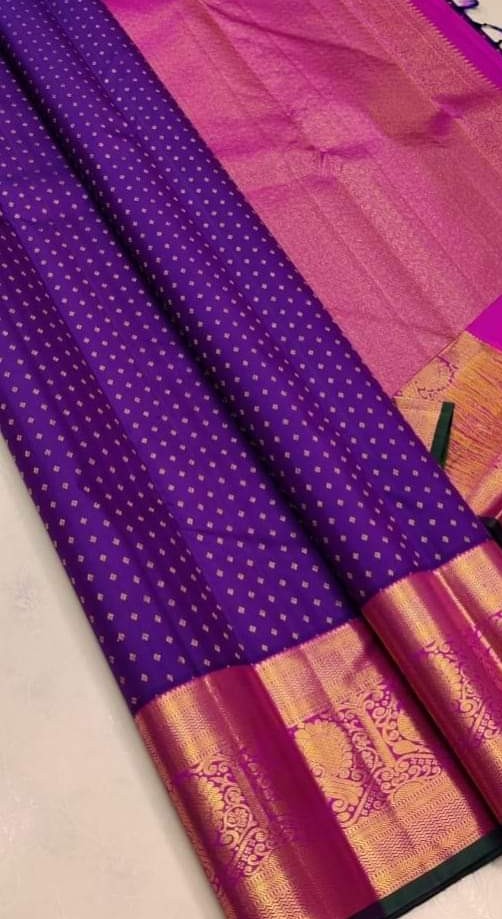 Purple Kanchipuram with Contrast Border