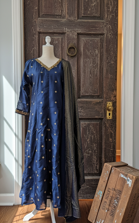 Blue Designer churidar for party in USA