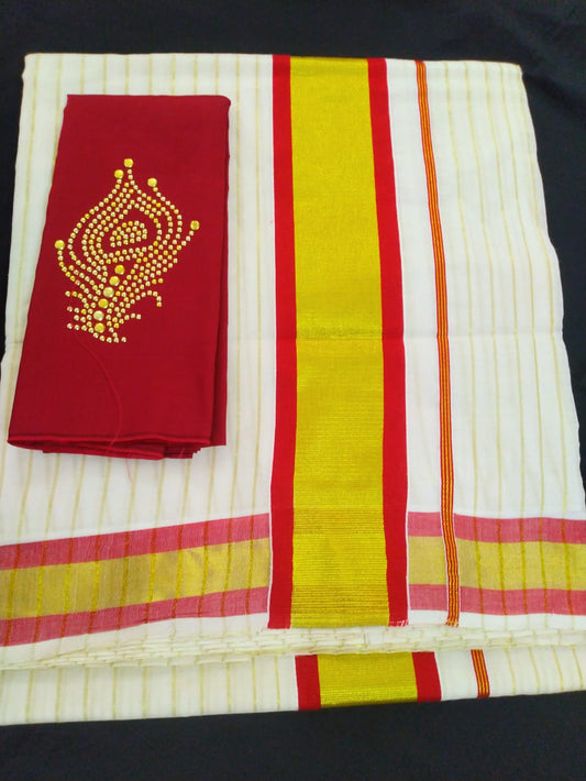 Kerala Cotton Line Saree