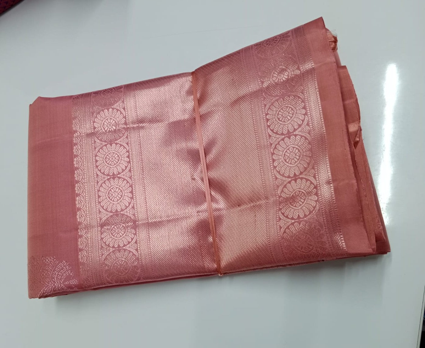 Peach kanchipuram silk saree