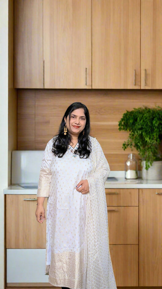 White Banarasi tissue silk Designer collections