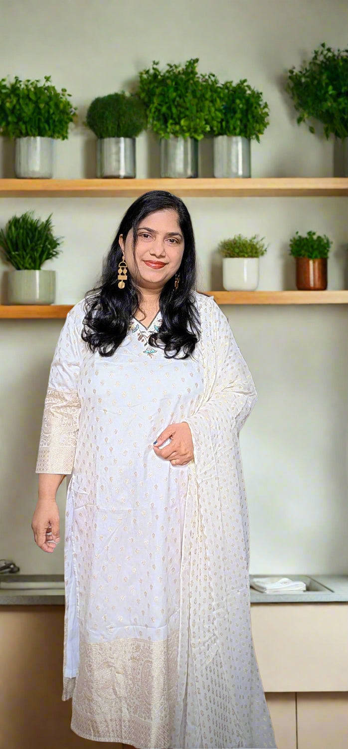 White Banarasi tissue silk Designer collections