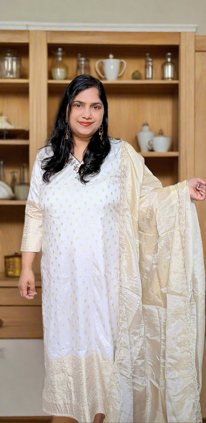 White Banarasi tissue silk Designer collections