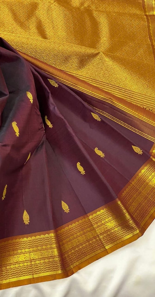 kanchipuram pure silk handloom saree with 2 gram pure jari