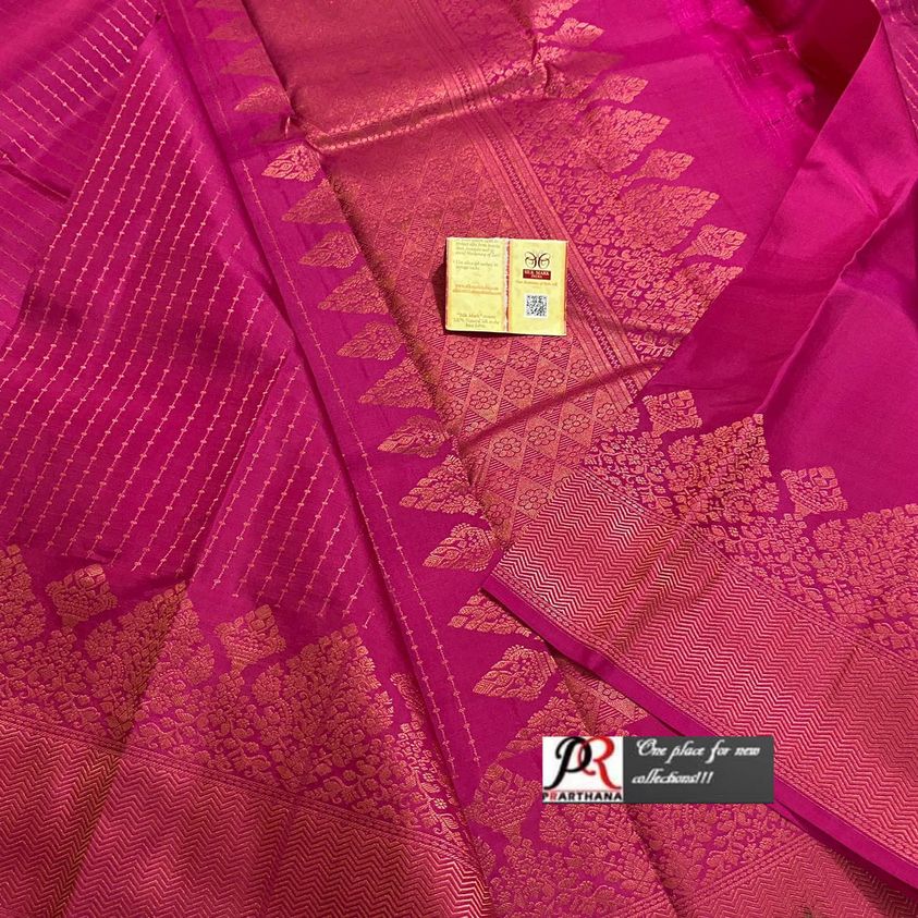 Pink kanchipuram Wedding Collections with border