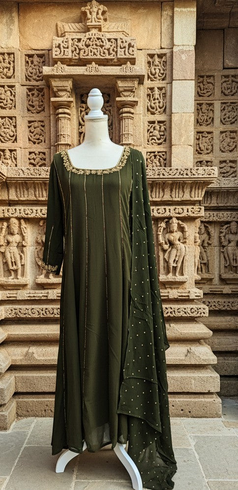 Olive green churidar