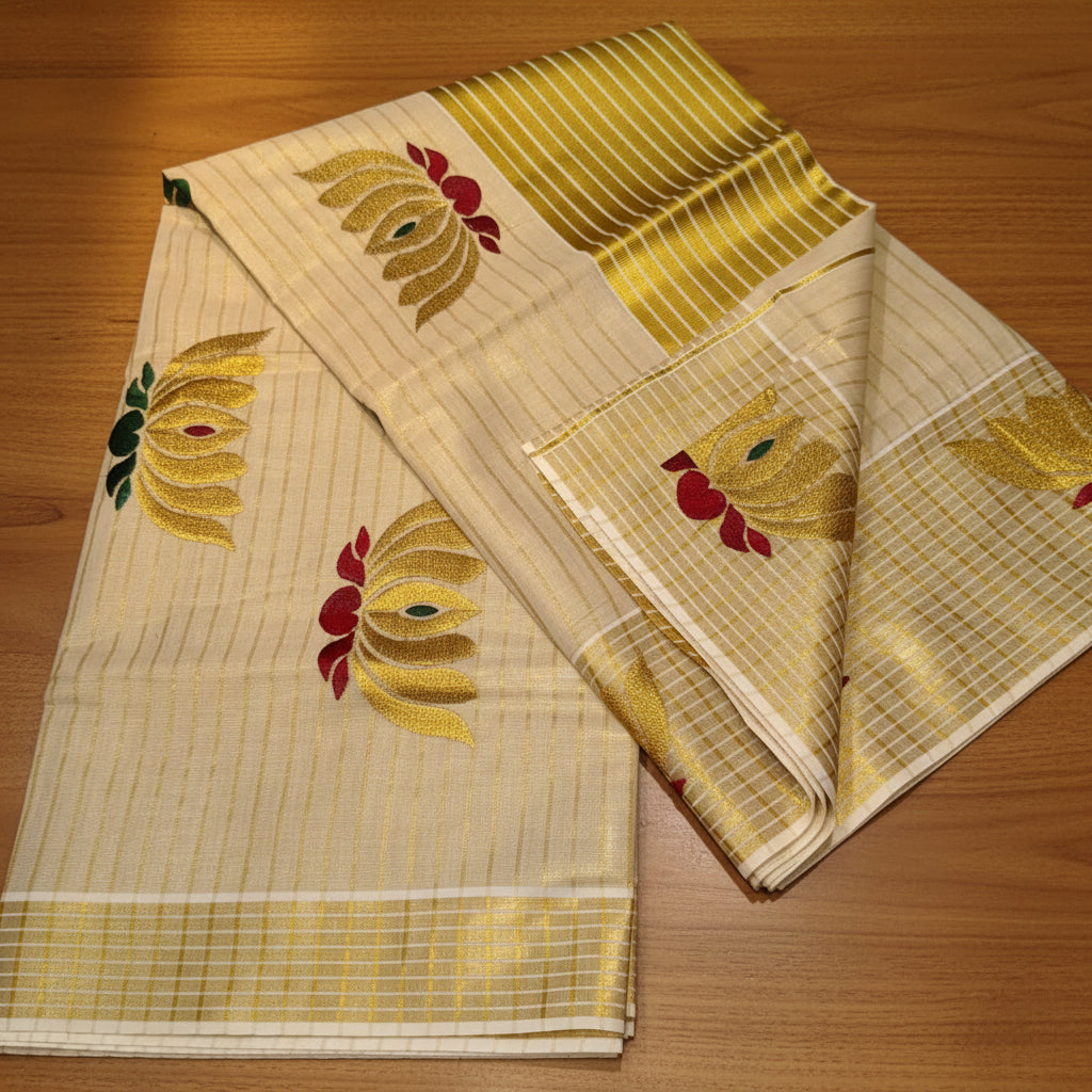 Onam set saree with lotus