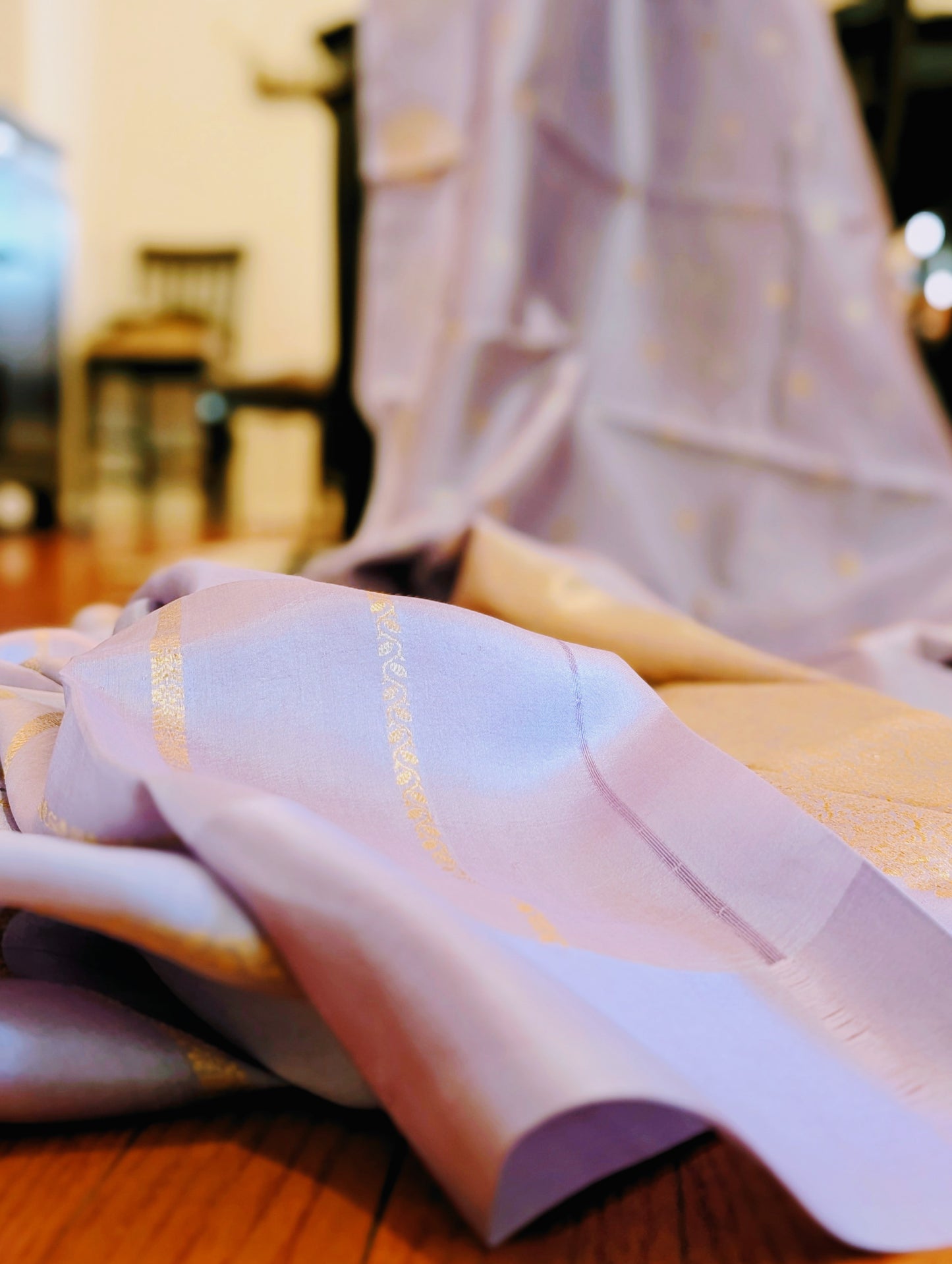 Mango silk Pure silk Lilac color-Grace in Every Thread