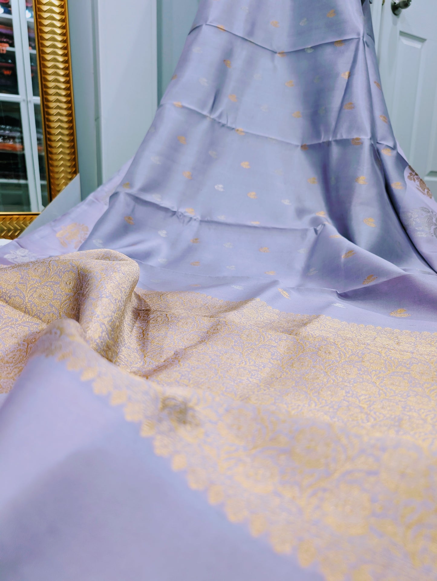 Mango silk Pure silk Lilac color-Grace in Every Thread