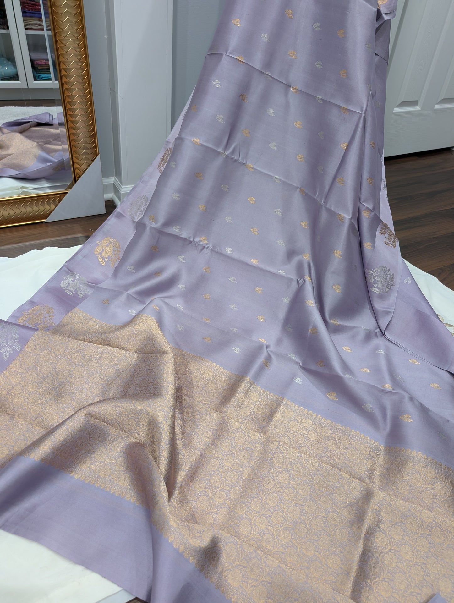 Mango silk Pure silk Lilac color-Grace in Every Thread