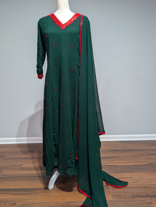 Green designer churidar