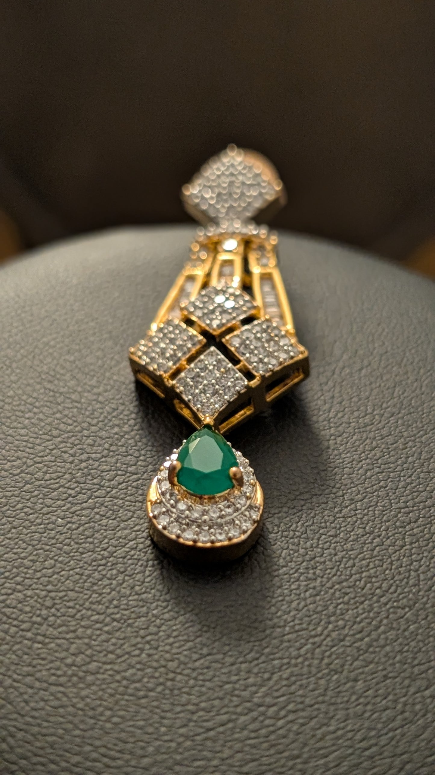 Party wear gold finished Green and white stone Jewelry