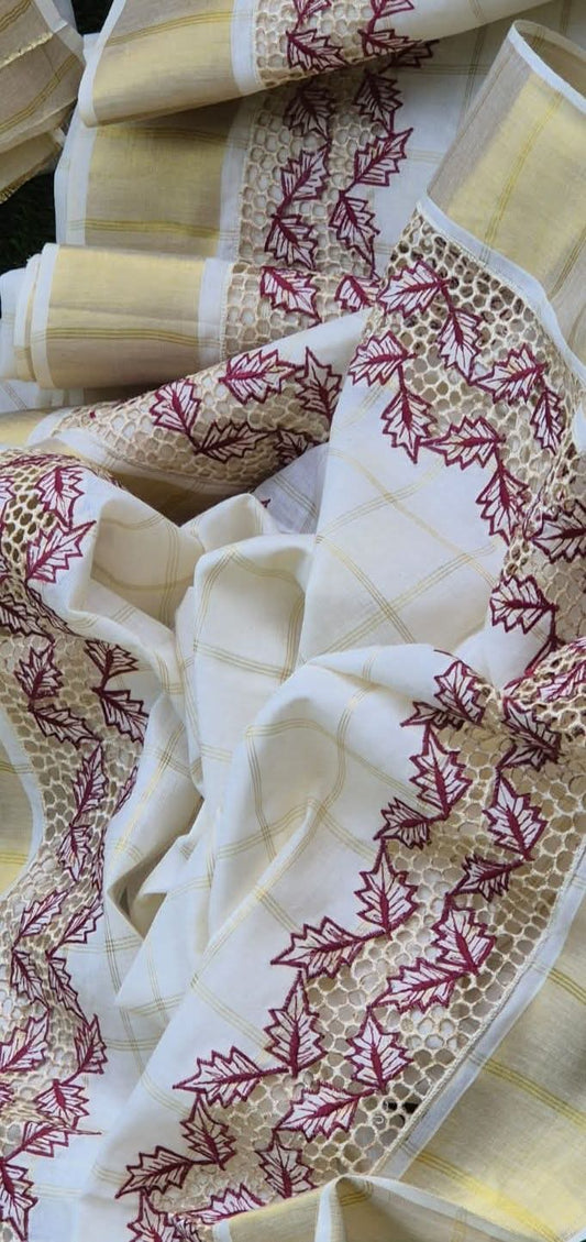 Onam cutwork saree