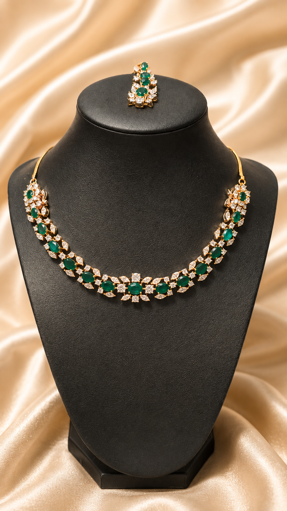 Green gold plated premium AD stone full set necklace