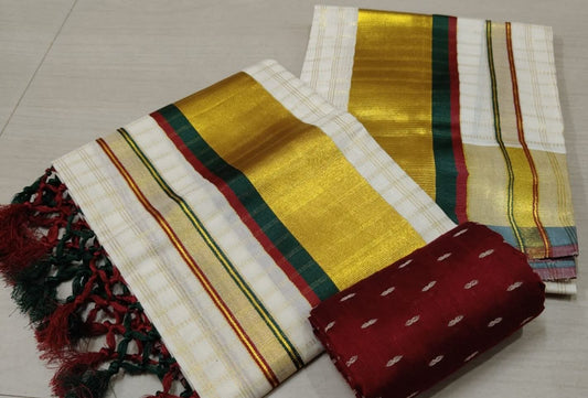 Onam set and munde with blouse piece