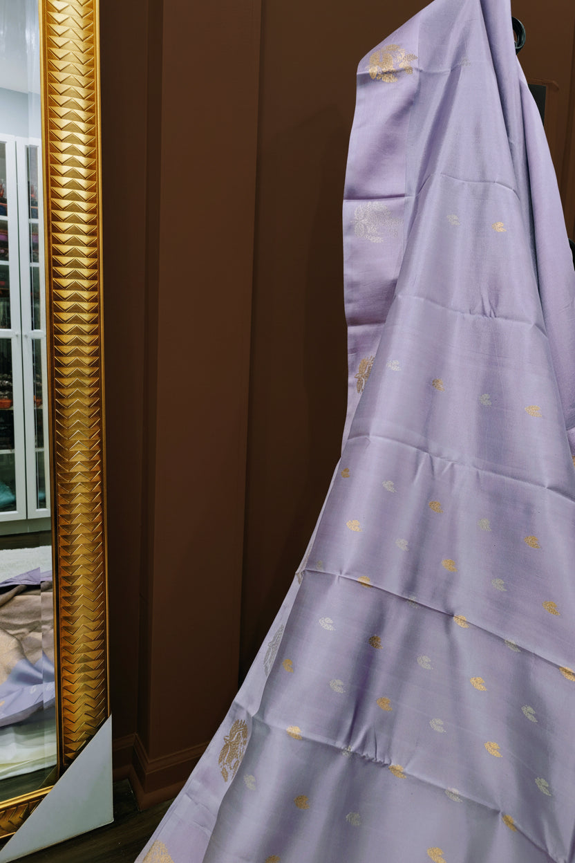 Mango silk Pure silk Lilac color-Grace in Every Thread