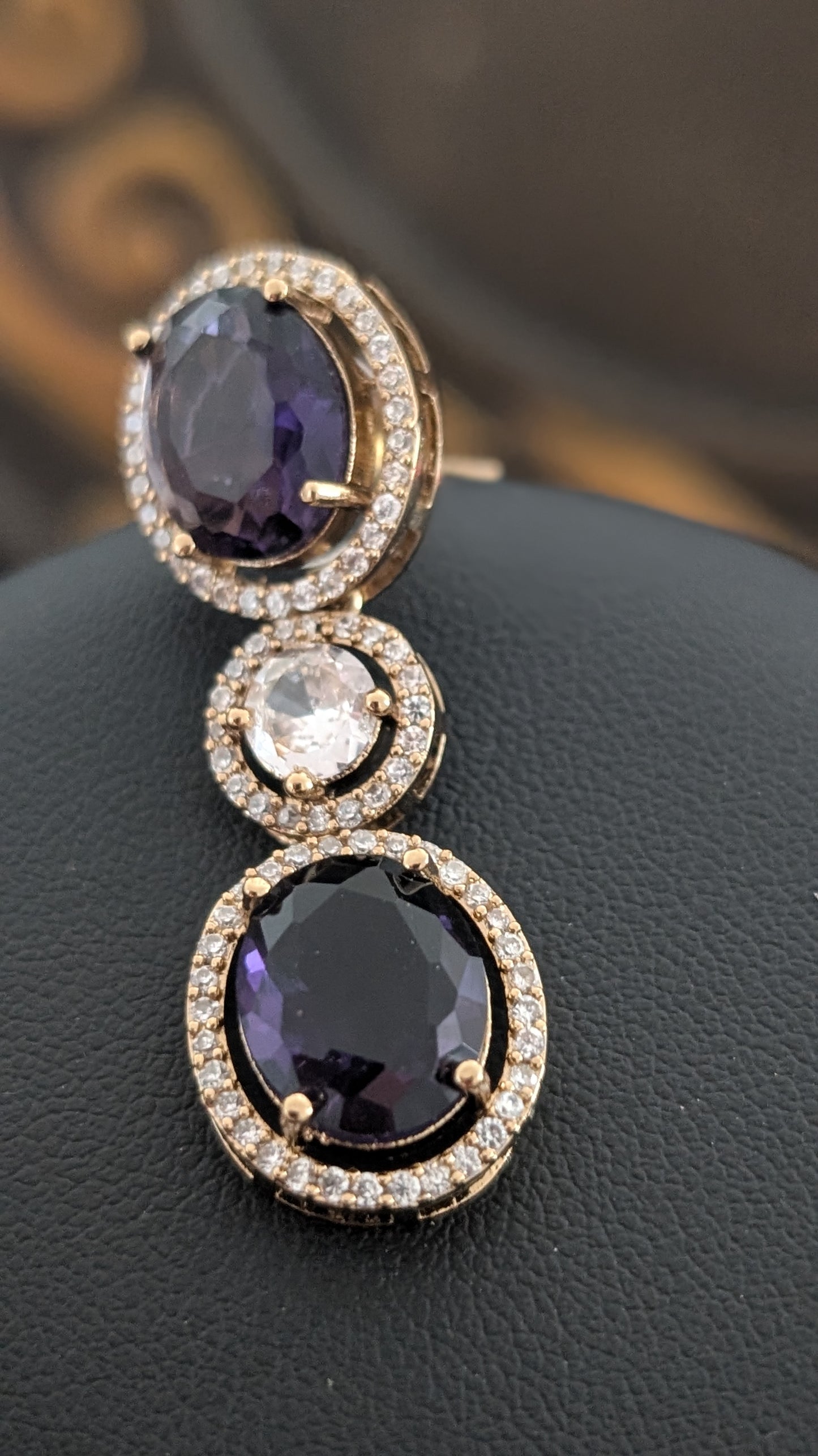 Gold with dark purple stone party Jewelry in usa