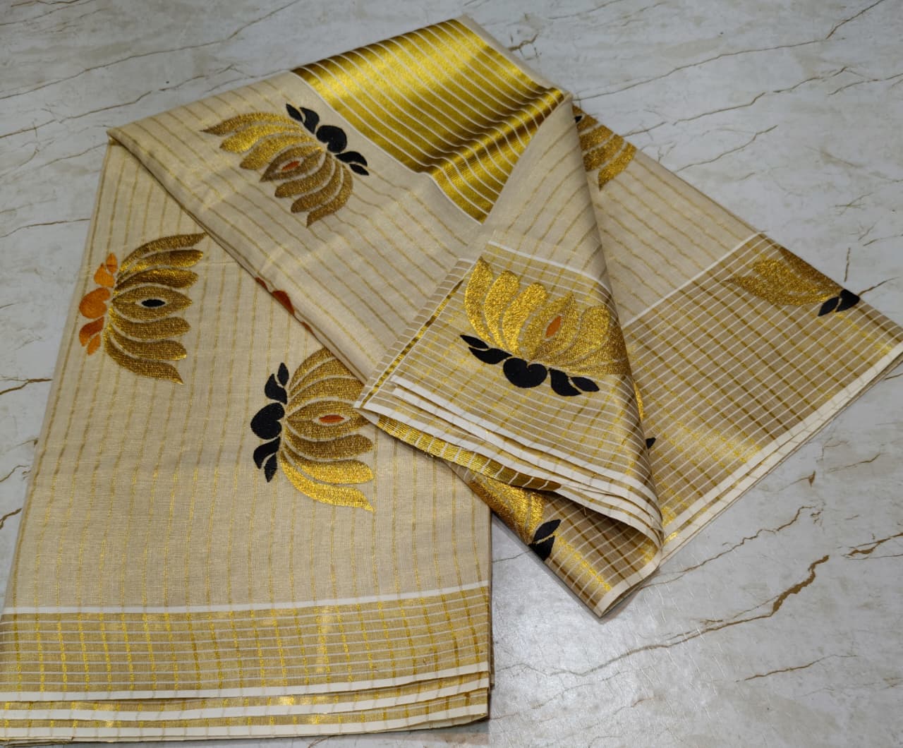 Onam set saree with lotus