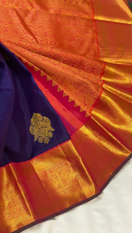 Blue and Gold Kanchipuram
