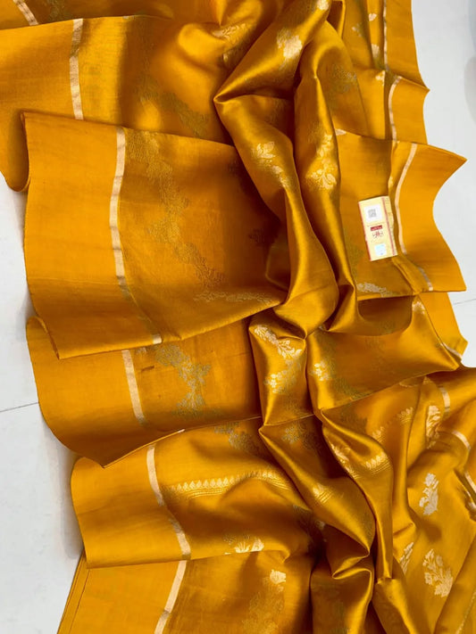 Yellow  Raw Mango Silk saree