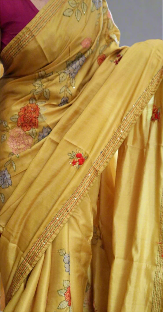 Party Collections - Yellow tussar silk